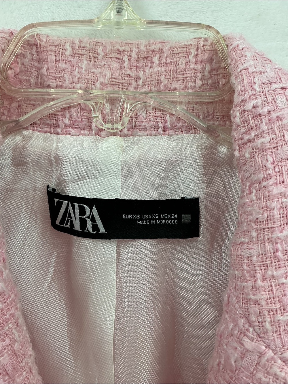 Zara Pink Double-Breasted Tweed Blazer 1174 - Picture 3 of 6